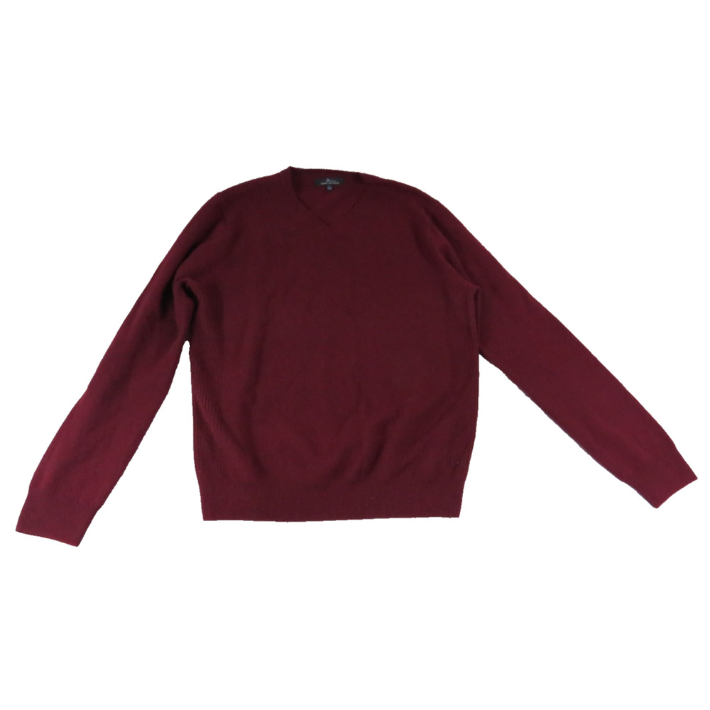 Marc Anthony Luxury Merino Wool Sweater Men L Burgundy V Neck Pullover Soft Knit